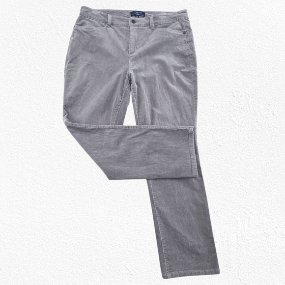 Talbots Gray Corduroy Pants Simply Flattering 5-Pocket Straight Leg Size 12P - Picture 1 of 13